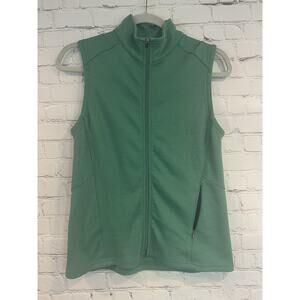 Ibex Womens Green Zque Merino Wool Sleeveless Full Zip Sweater Vest Small